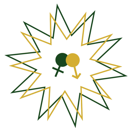 A symmetrical golden starburst with sharp, pointed rays.